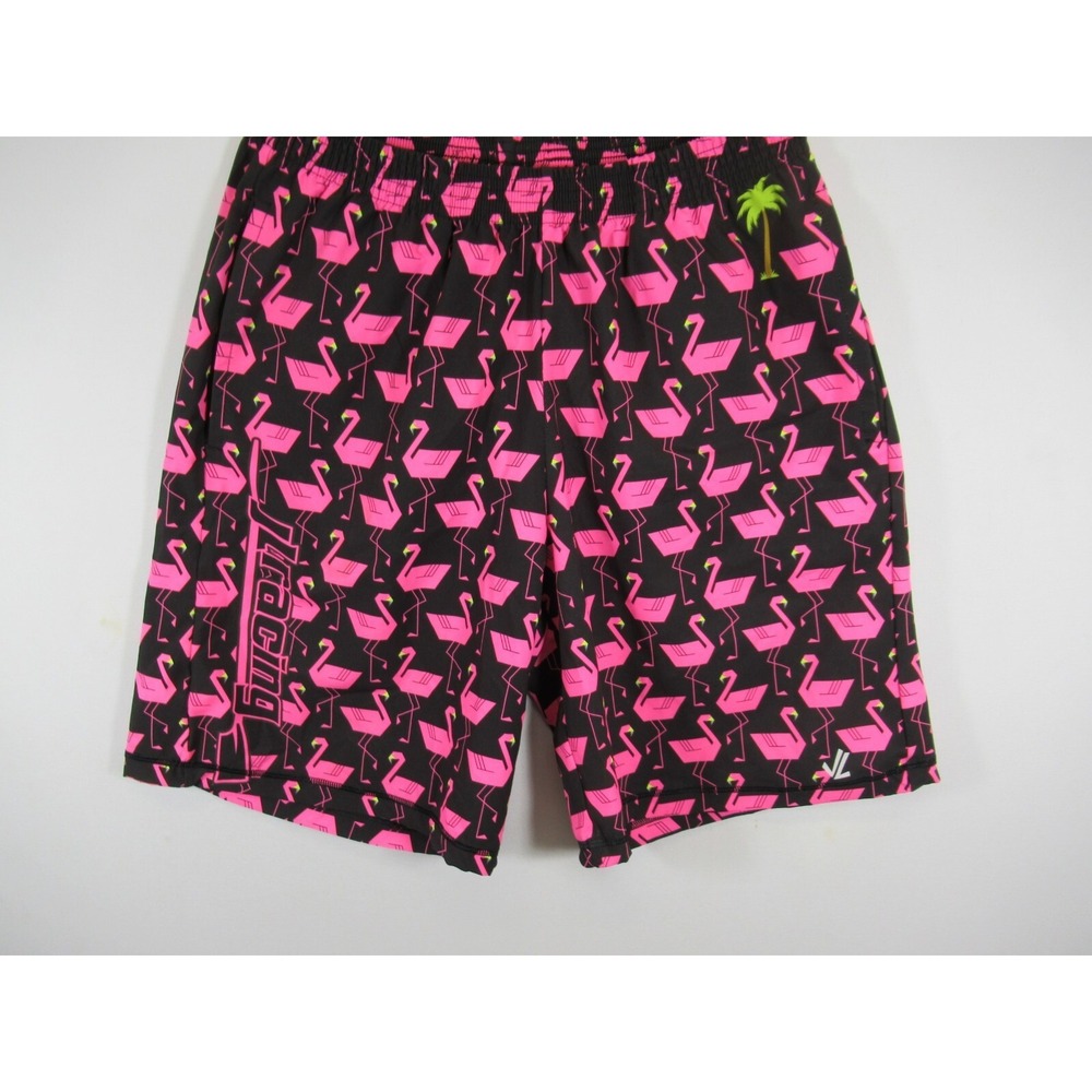 JL Racing Shorts Men Large Pink Flamingo Print Pockets